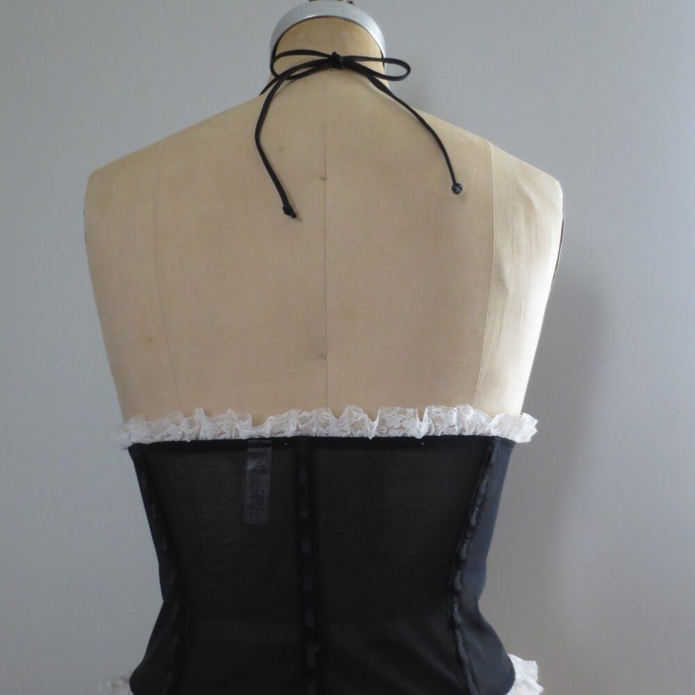 Y2K Vintage Victoria's Secret Black Halter Sheer Lace Ruffle Corset - NWOT - Picture 5 of 8